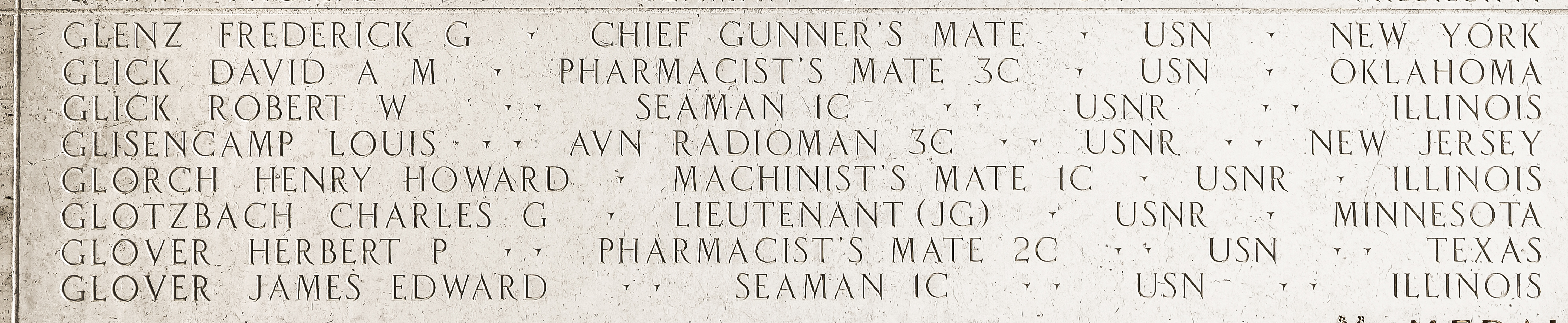 Herbert P. Glover, Pharmacist's Mate Second Class